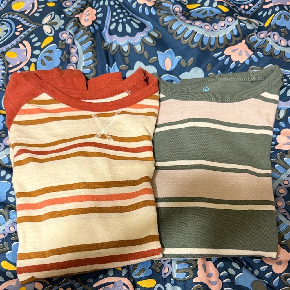 J. Crew Kids  and true craft Long Sleeve Tees - Red and Green Stripes